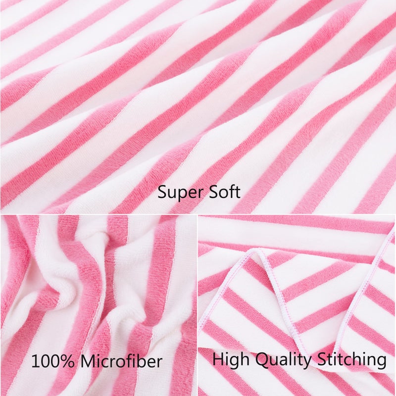 JML Microfiber Beach Towels, Cabana Stripe Bath Towel Set 6 Pack, 27" x 55" - Large Absorbent Quick Dry, No Fading, No Linting for Hair Wrap, Pool, Bath, Sport, Yoga, Camping, Swimming, Pink - Image 3